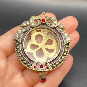 Vintage LENOX Small Picture Photo Frame Hanging Ornament Red White Crystals